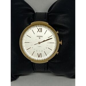 Fossil FTW5021 Women's Black Leather Silver Analog Dial Hybrid Smartwatch XX803